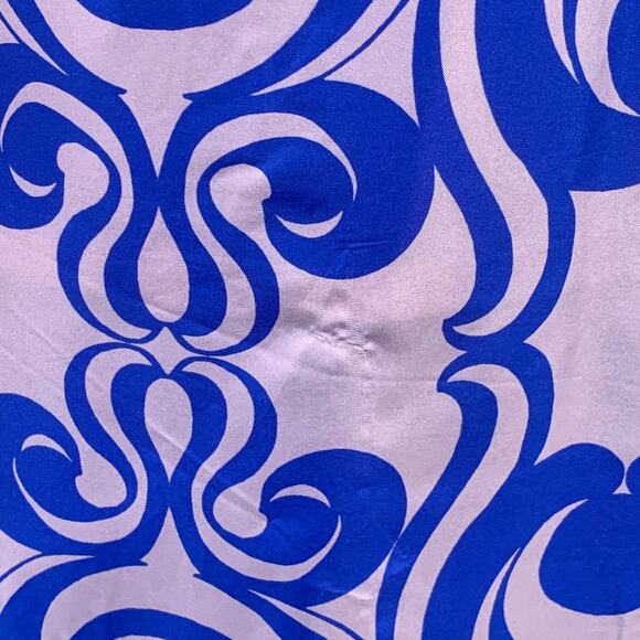 DRIES VAN NOTEN Size 10 Blue Mauve Silk Swirl Asymmetrical Midi Scarf Skirt - Picture 4 of 6